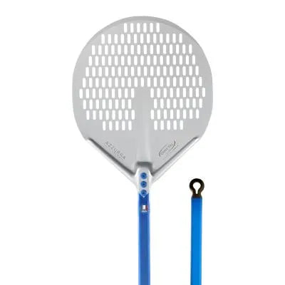 Gi.Metal - Pala con testa in alluminio anodizzata neutra e manico anodizzato azzurro.