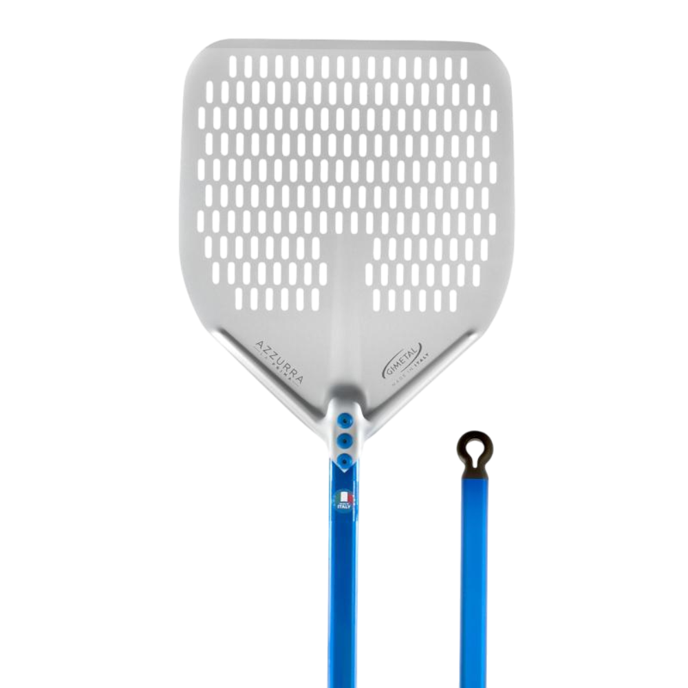Pala per pizza rettangolare forata in alluminio anodizzato-Linea Azzurra