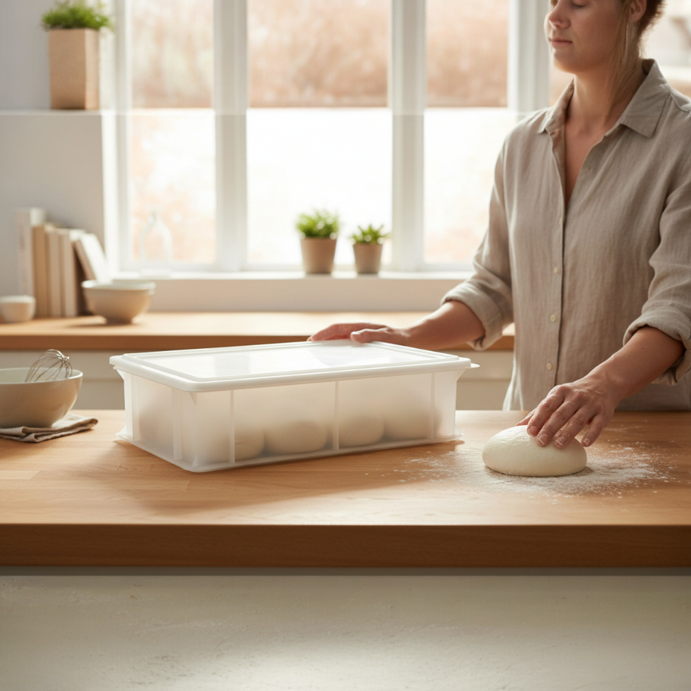Cassetta per Lievitazione Pizza e Pane + coperchio 30x40x10H - Bianco