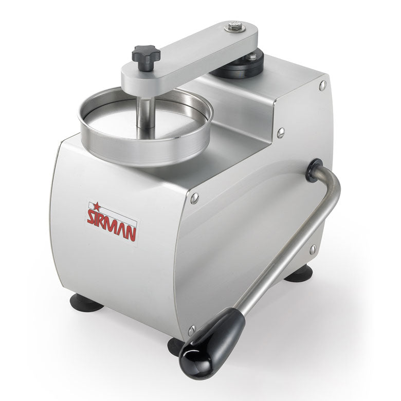 Sirman - MULTIPATTY - Pratica e robusta formatrice di hamburger con stampi intercambiabili - Costruzione in alluminio anodizzato e inox - Stampi autocentranti (sistema Brevettato) per un perfetto accoppiamento di stampo e tampone - Macchina fornita senza 