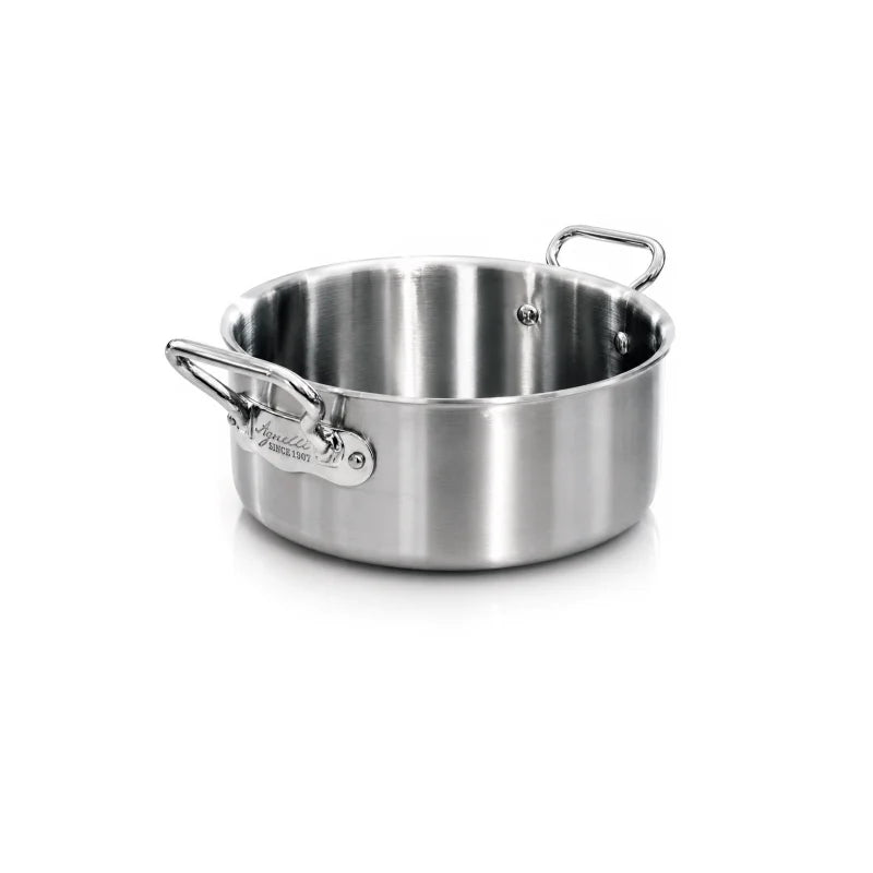 Pentole Agnelli ALIX105ALIN16 Casseruola Alta con Manico in acciaio, Trilaminato Alluminio-Acciaio per induzione, 16 cm