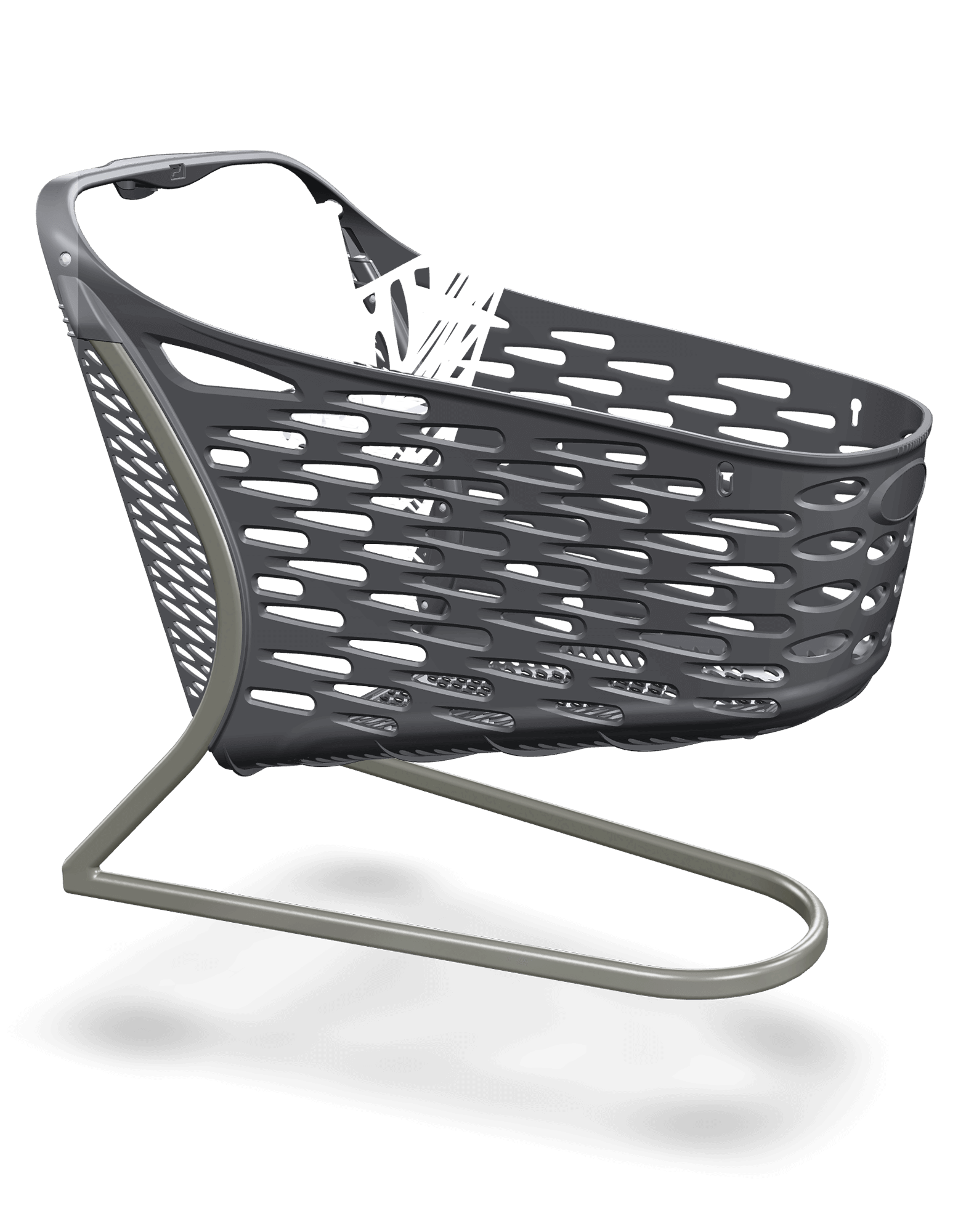 Rabtrolley - 130L Samba – Eko Color Il carrello spesa Samba è un modello ibrido in cui il cestino con maniglia integrata è realizzato in plastica riciclata al 100% e montato su un telaio in acciaio. Viene fornito di serie con un seggiolino per bambini e u