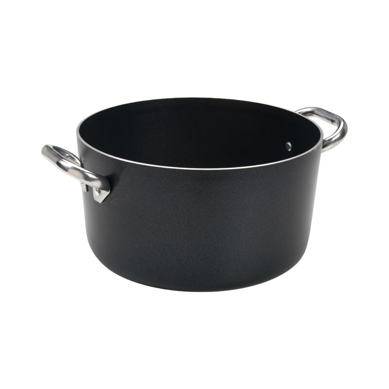 Pentole Agnelli - Casseruola antiaderente AlBlack alta in alluminio 3mm – 2 maniglie Casseruola alta in alluminio 3mm Antiaderente interno ed esterno 2 maniglie in acciaio Inox Adatta per i piani cottura a gas, elettrica e radiante. Lavabile anche in lava