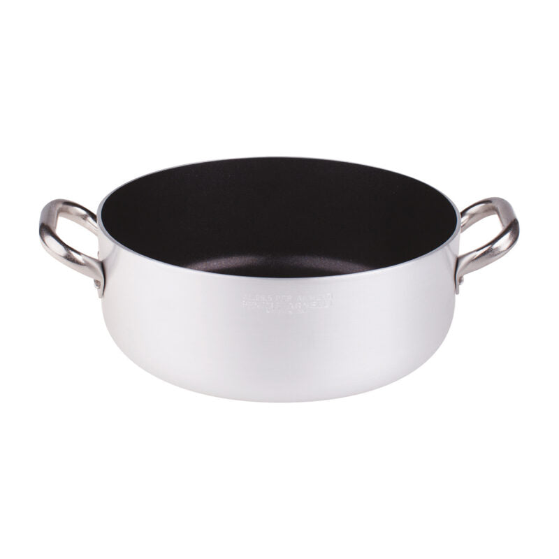 Pentole Agnelli - Casseruola antiaderente AlBlack bassa in alluminio 3mm – 2 maniglie