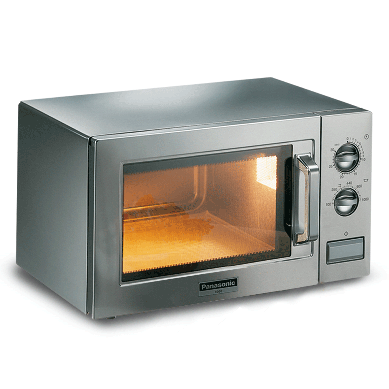 Sirman - PANASONIC NE1027 Forno manuale, compatto, potente, dotato di un sistema di propagazione delle microonde dal basso verso l’alto che permette uniformità e celerità di cottura. Timer di 30 minuti per regolare il tempo di funzionamento, con segnale a