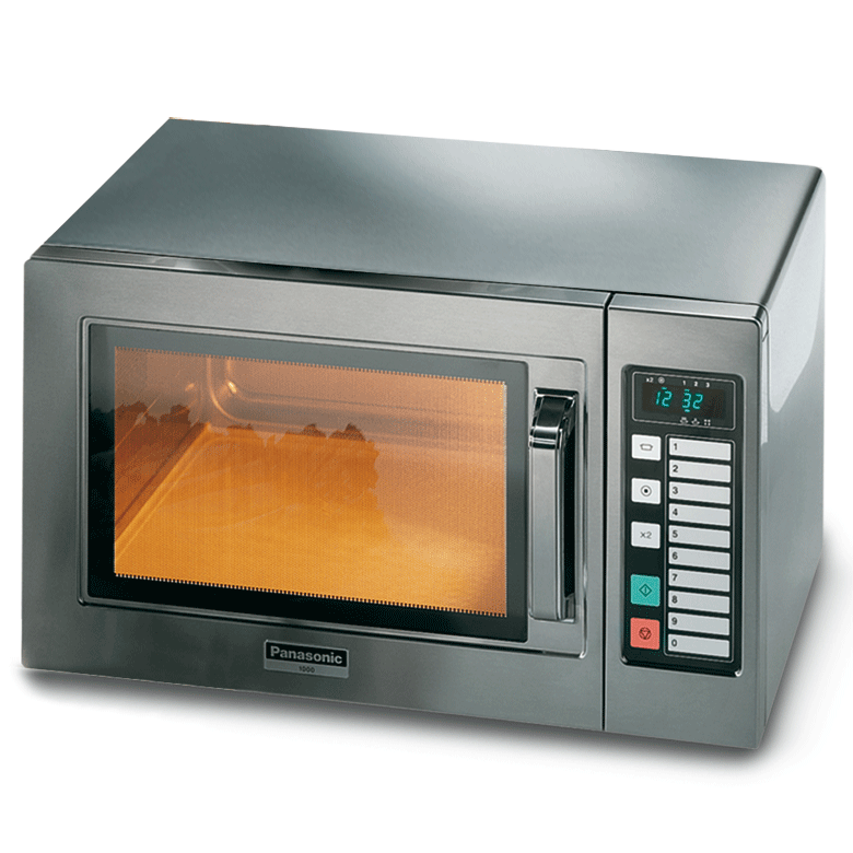 Sirman - PANASONIC NE1037 Forno digitale, compatto, potente, dotato di un sistema di propagazione delle microonde dal basso verso l’alto che permette uniformità e celerità di cottura. Timer da 99 minuti per 10 programmi fissi automatici, cioè modi e tempi